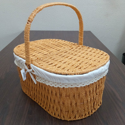 Cesta Piquenique Fibra Natural 41x30x40cm 1,10kg Ideal para Lanches