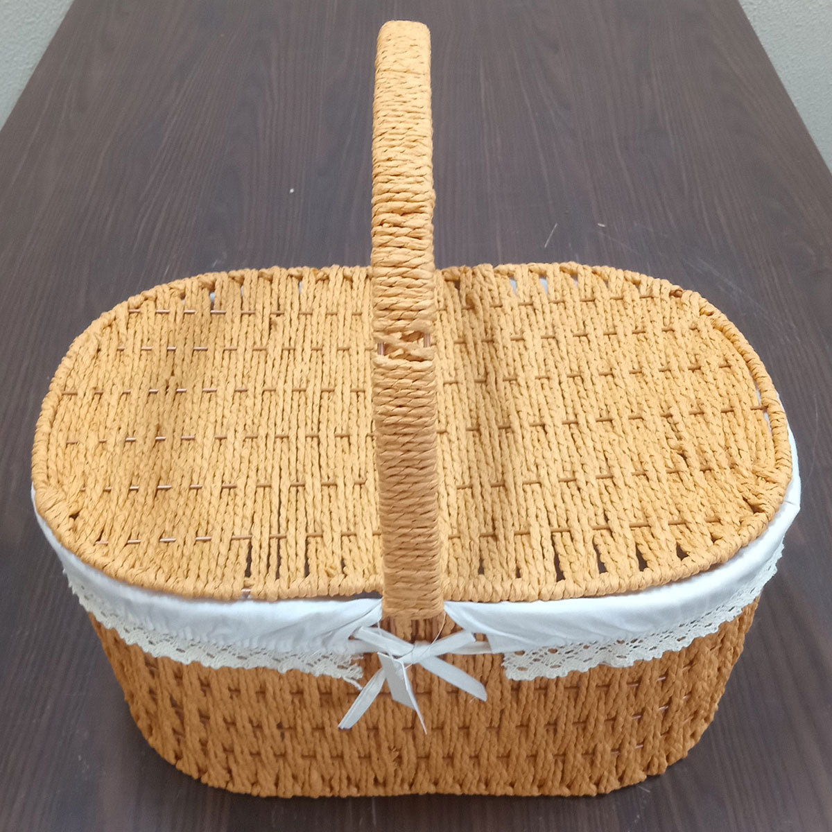 Cesta Piquenique Fibra Natural 41x30x40cm 1,10kg Ideal para Lanches