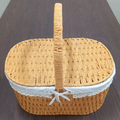 Cesta Piquenique Fibra Natural 41x30x40cm 1,10kg Ideal para Lanches