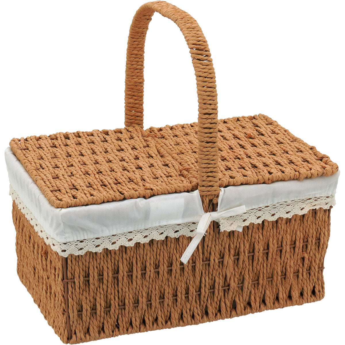 Cesta Piquenique Fibra Natural 35x34,5x24cm Marrom Leve e Durável