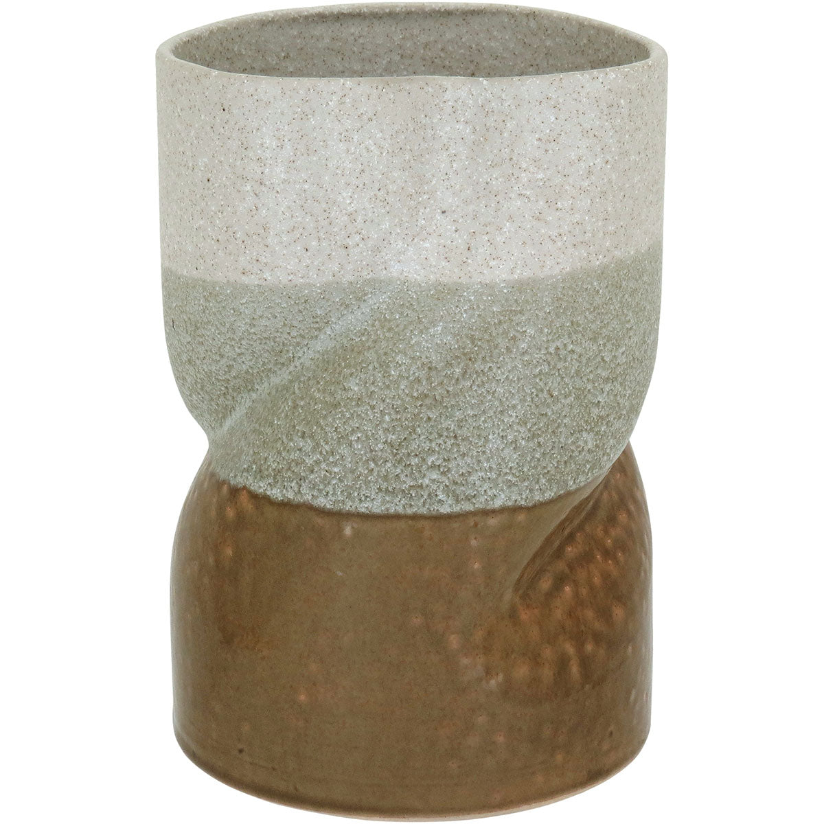 Vaso de Cerâmica Marrom 21x14cm para Arranjos Florais