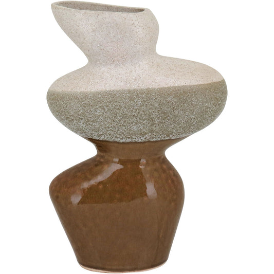 Vaso de Cerâmica Marrom 31x20cm para Decoração de Ambientes