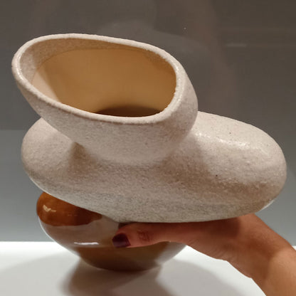 Vaso de Cerâmica Marrom 31x20cm para Decoração de Ambientes