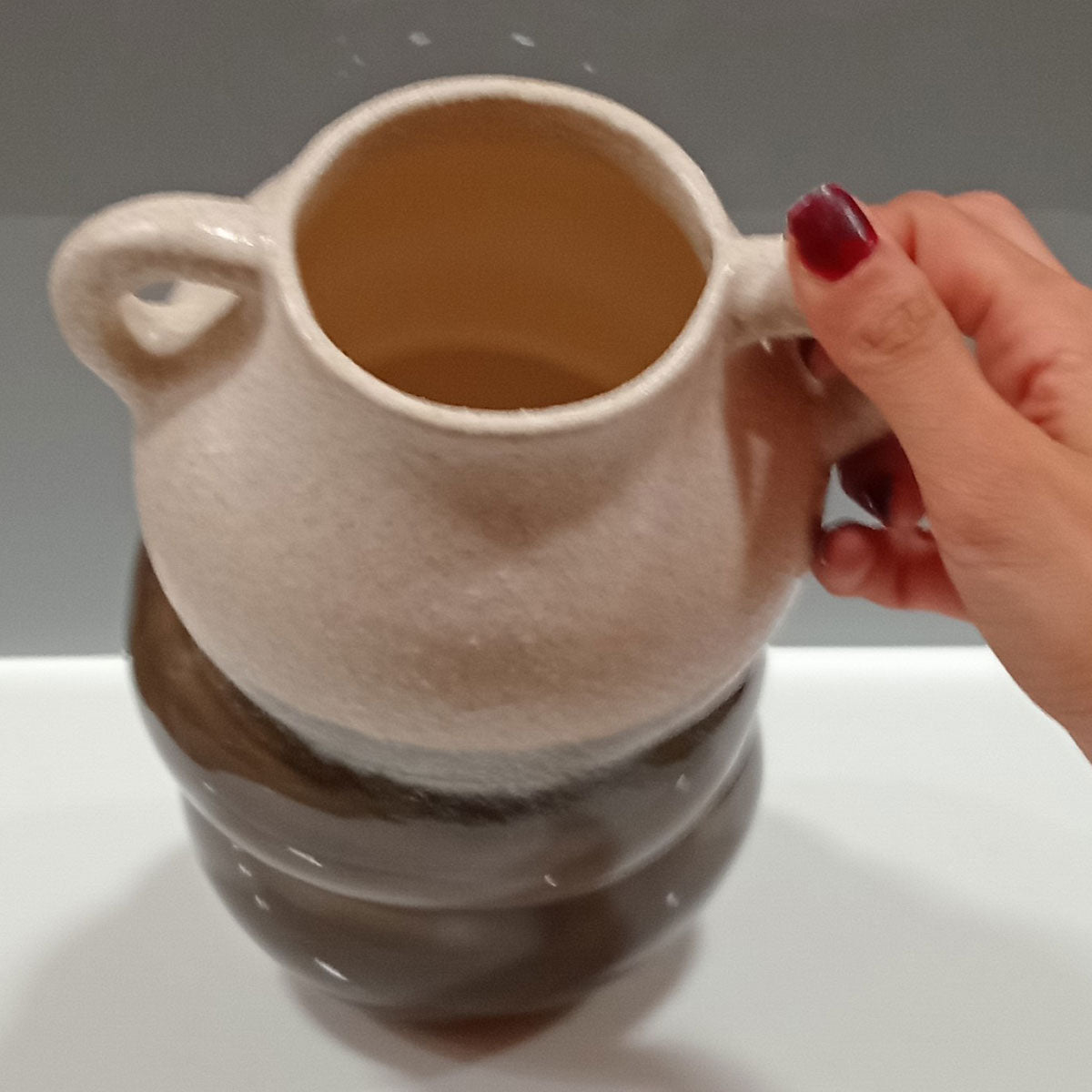 Vaso de Cerâmica Cinza 22x16cm para Decoração de Ambientes