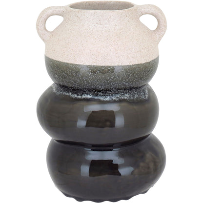 Vaso de Cerâmica Cinza 26x18cm para Arranjos Florais