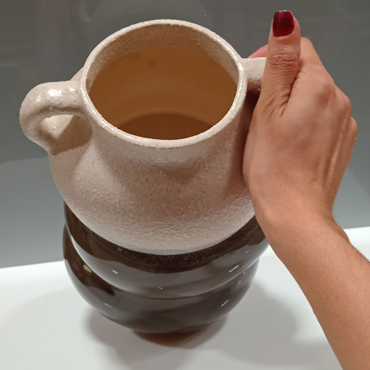 Vaso de Cerâmica Cinza 26x18cm para Arranjos Florais