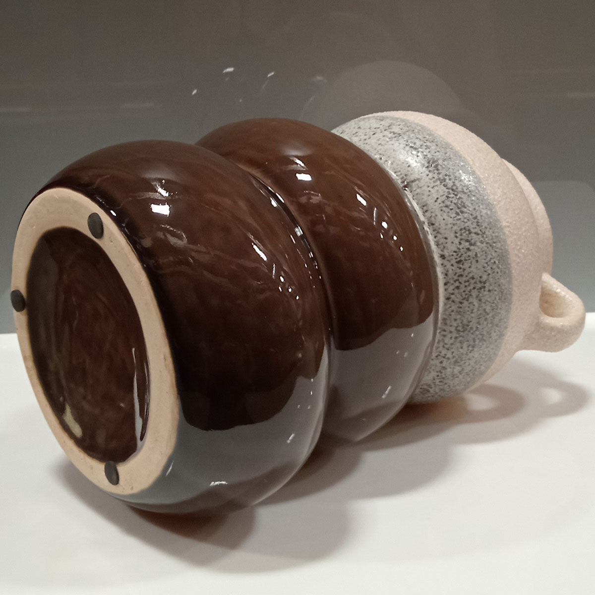 Vaso de Cerâmica Cinza 26x18cm para Arranjos Florais