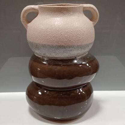 Vaso de Cerâmica Cinza 26x18cm para Arranjos Florais