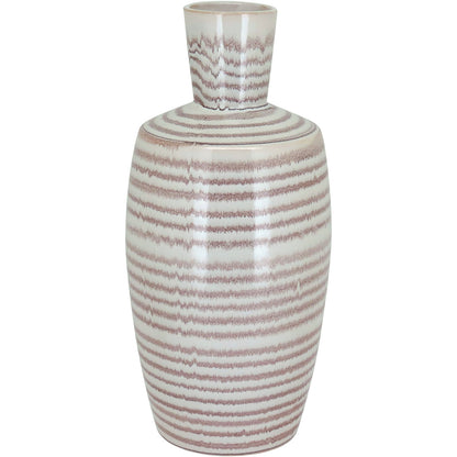 Vaso de Cerâmica Creme 37x17cm para Decoração de Ambientes
