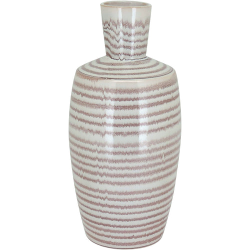 Vaso de Cerâmica Creme 37x17cm para Decoração de Ambientes