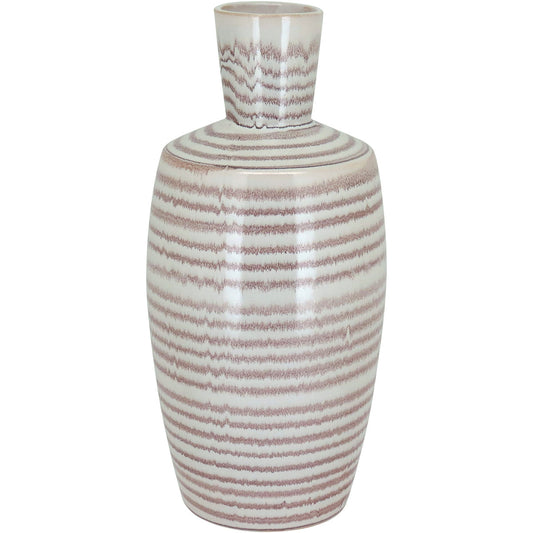 Vaso de Cerâmica Creme 37x17cm para Decoração de Ambientes