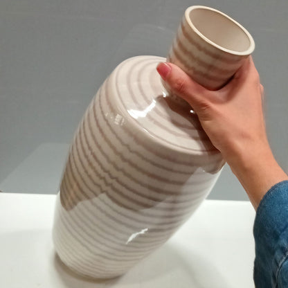 Vaso de Cerâmica Creme 37x17cm para Decoração de Ambientes