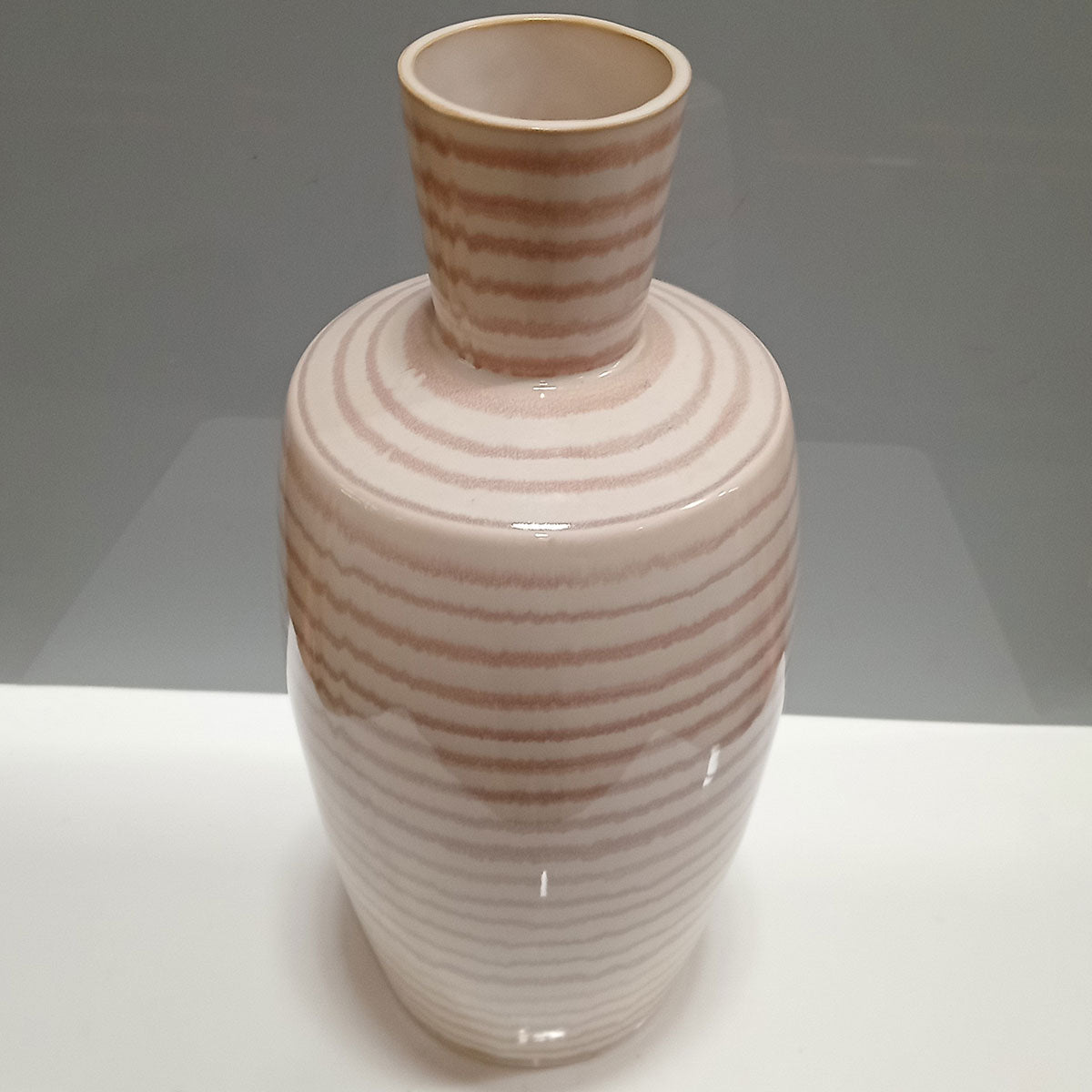 Vaso de Cerâmica Creme 37x17cm para Decoração de Ambientes