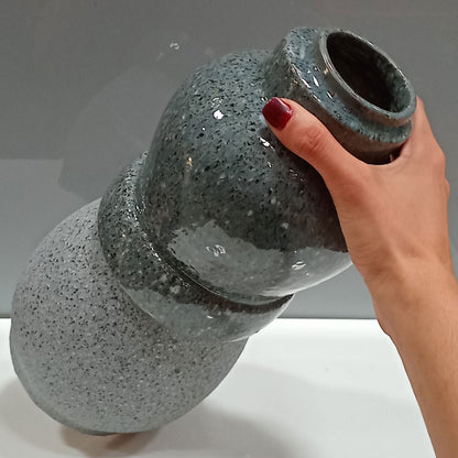 Vaso de Cerâmica Cinza 32x15cm para Decoração Elegante