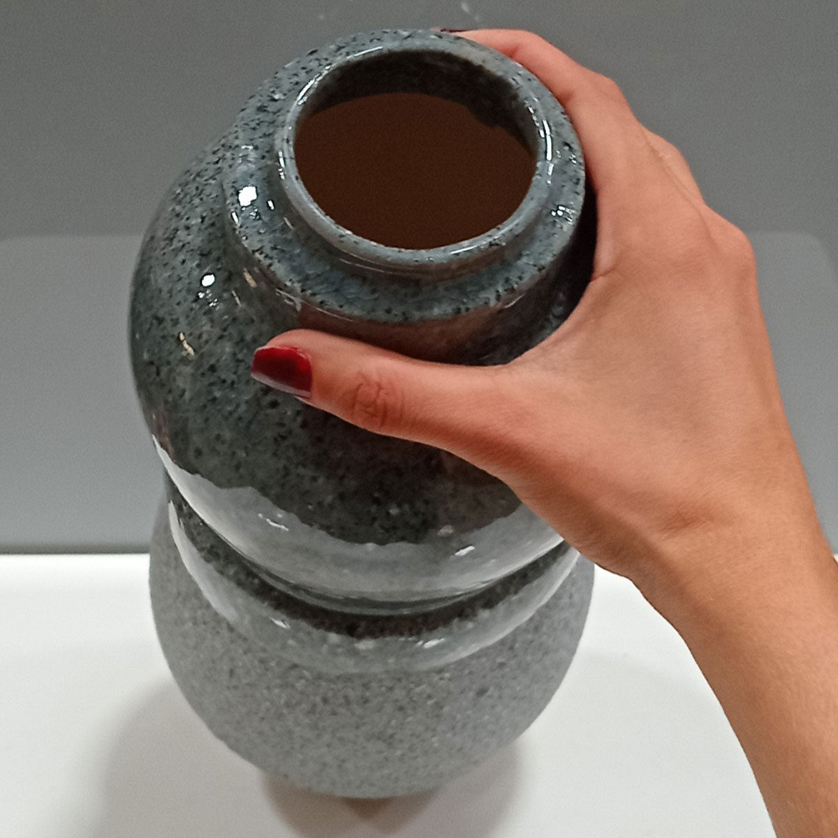 Vaso de Cerâmica Cinza 32x15cm para Decoração Elegante