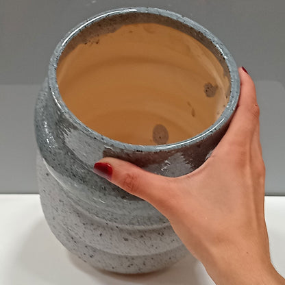 Vaso de Cerâmica Cinza 19x18cm para Decoração - Elegante e Sofisticado