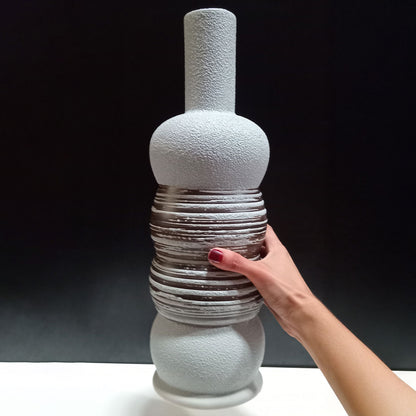 Vaso de Cerâmica Bege 43cm para Decoração de Ambientes