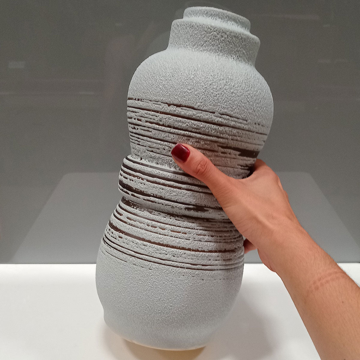 Vaso de Cerâmica Bege 32x15cm para Flores - Decoração Elegante