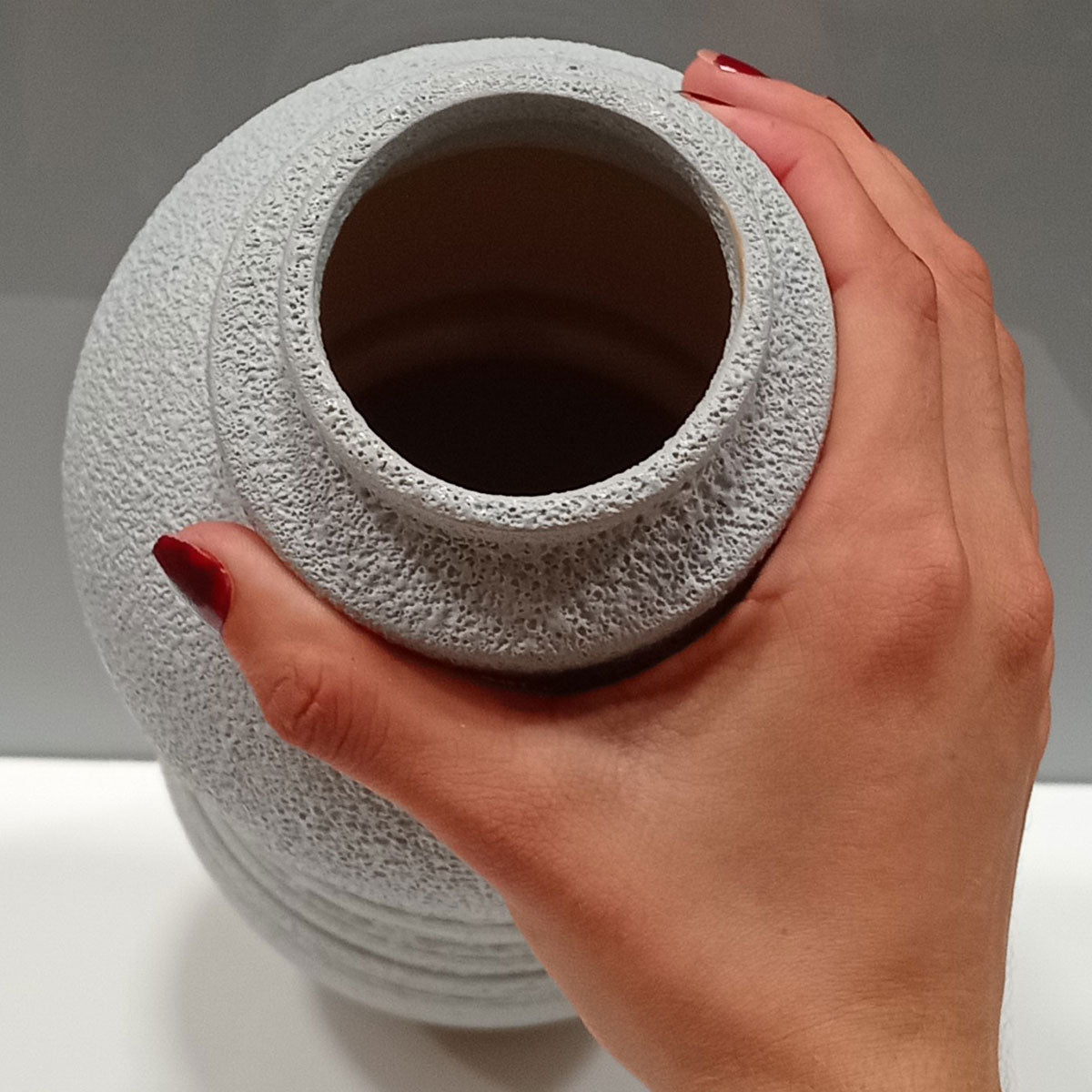 Vaso de Cerâmica Bege 32x15cm para Flores - Decoração Elegante