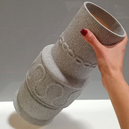 Vaso de Cerâmica Cinza 34x16cm para Decoração de Ambientes