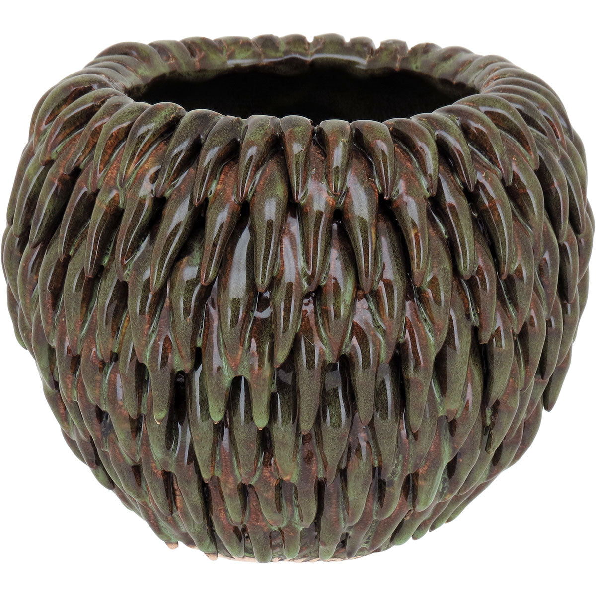 Vaso de Cerâmica Verde 13x17cm para Decoração e Arranjos Florais