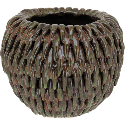 Vaso de Cerâmica Verde 13x17cm para Decoração e Arranjos Florais