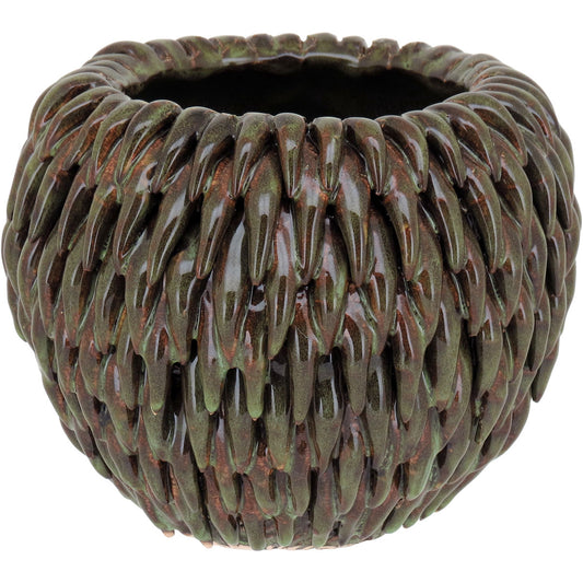 Vaso de Cerâmica Verde 13x17cm para Decoração e Arranjos Florais
