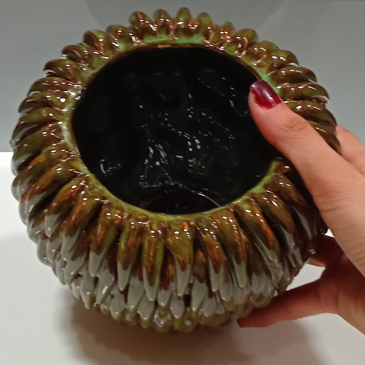 Vaso de Cerâmica Verde 13x17cm para Decoração e Arranjos Florais