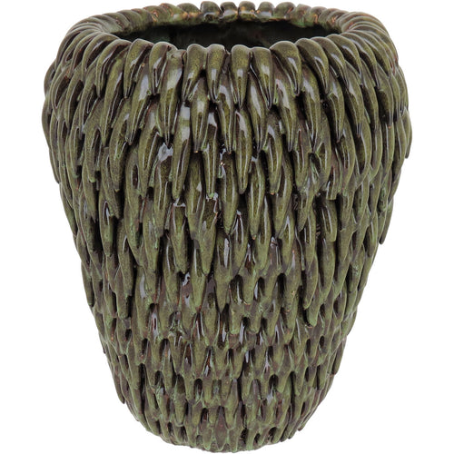 Vaso de Cerâmica Verde 28x24cm - Decoração Elegante para Ambientes