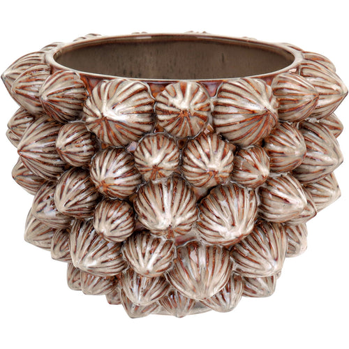 Vaso de Cerâmica Bege 18x20cm para Decoração e Arranjos de Flores