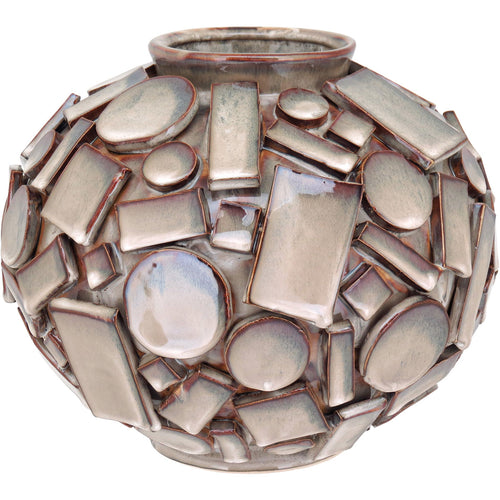 Vaso de Cerâmica Bege 21x22cm para Decoração de Ambientes