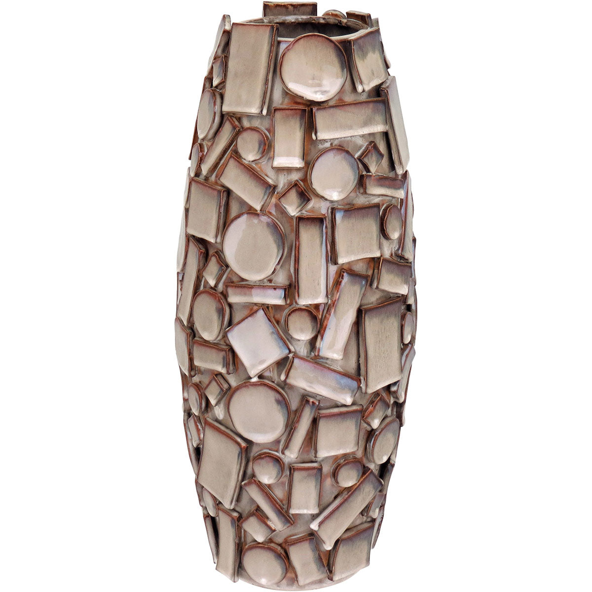 Vaso de Cerâmica Bege 45x21cm - Decoração para Sala e Escritório