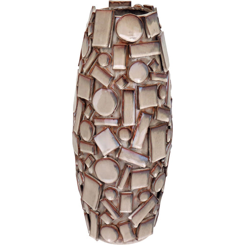 Vaso de Cerâmica Bege 45x21cm - Decoração para Sala e Escritório