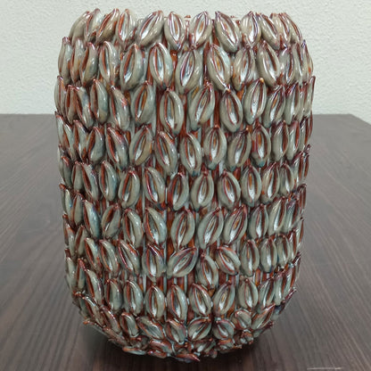 Vaso de Cerâmica Bege 23x18cm para Decoração de Interiores