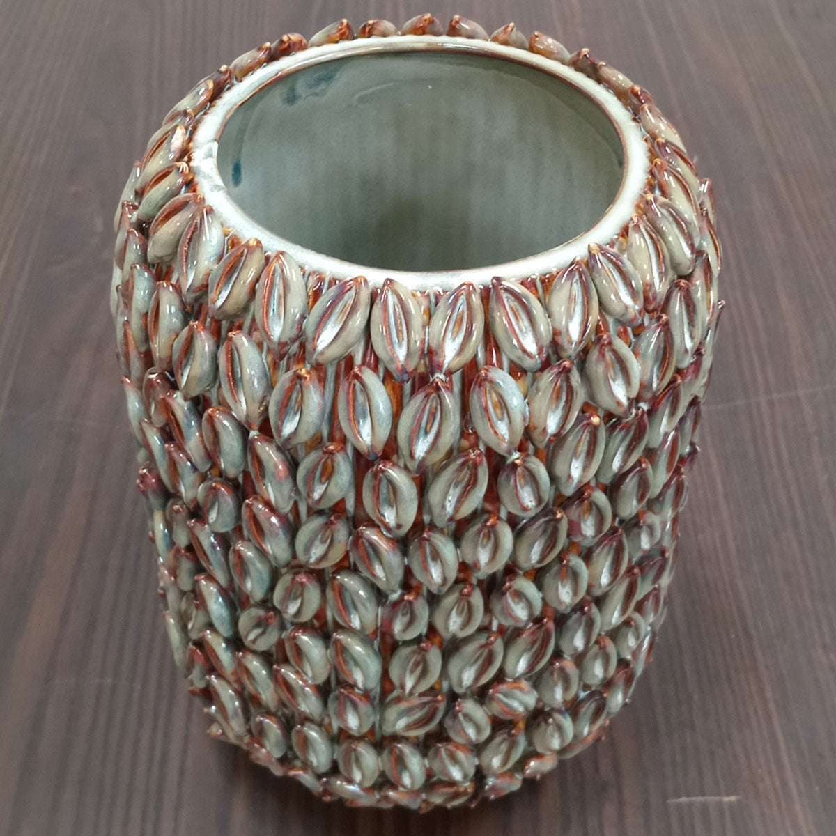 Vaso de Cerâmica Bege 23x18cm para Decoração de Interiores