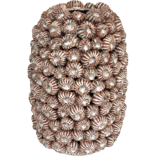 Vaso de Cerâmica Bege 31x21x21cm para Decoração de Flores