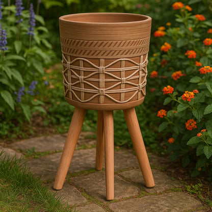 Cachepô de Resina Bege 52x31cm para Plantas - Decoração Interna e Externa