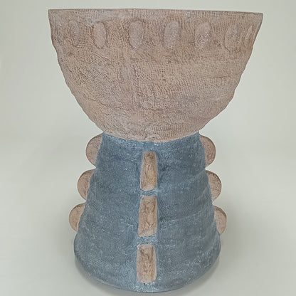 Cachepô de Resina Cinza 44x34cm para Decoração de Interiores