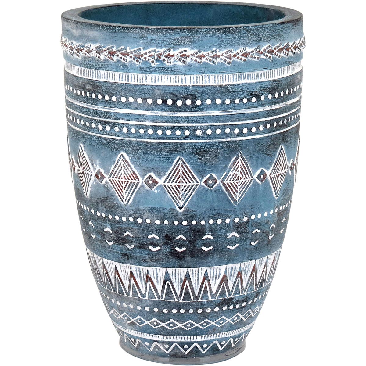 Vaso Resina 38x27x27cm Cinza