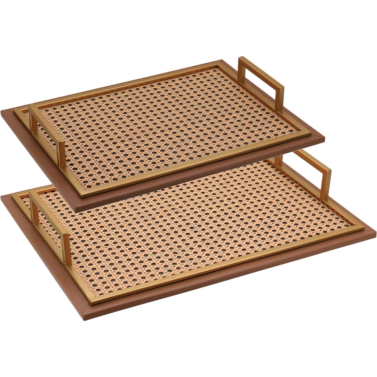 Conjunto 2 Bandejas Decorativas MDF Bege - Grande e Pequeno