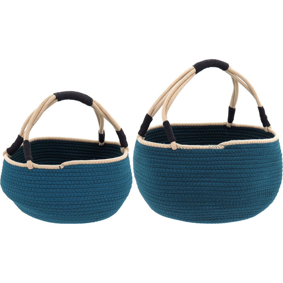 Conjunto 2 Cestas Organizadoras Tecido Azul - Grande e Pequeno