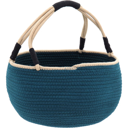 Conjunto 2 Cestas Organizadoras Tecido Azul - Grande e Pequeno