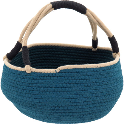 Conjunto 2 Cestas Organizadoras Tecido Azul - Grande e Pequeno