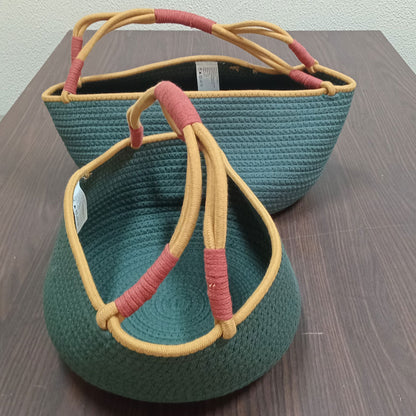 Cesta Organizadora Tecido Verde 2 Peças - Ideal para Decoração e Organização