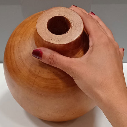 Vaso Decorativo de Madeira Natural Home&Co 17x17x18cm