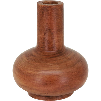 Vaso de Madeira Natural Home&Co 16x13cm para Decoração de Ambientes