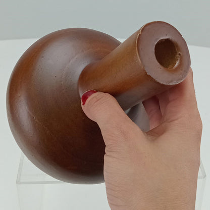 Vaso de Madeira Natural Home&Co 16x13cm para Decoração de Ambientes