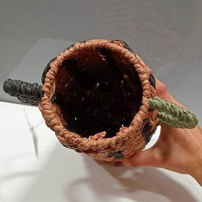 Vaso de Fibra Bege 31x22cm Decorativo para Arranjos Florais