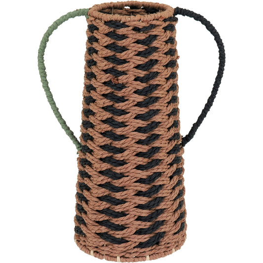 Vaso de Fibra Bege 31x23cm para Decoração de Ambientes