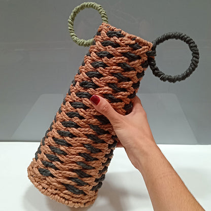 Vaso de Fibra Bege 34x36cm para Decoração de Interiores